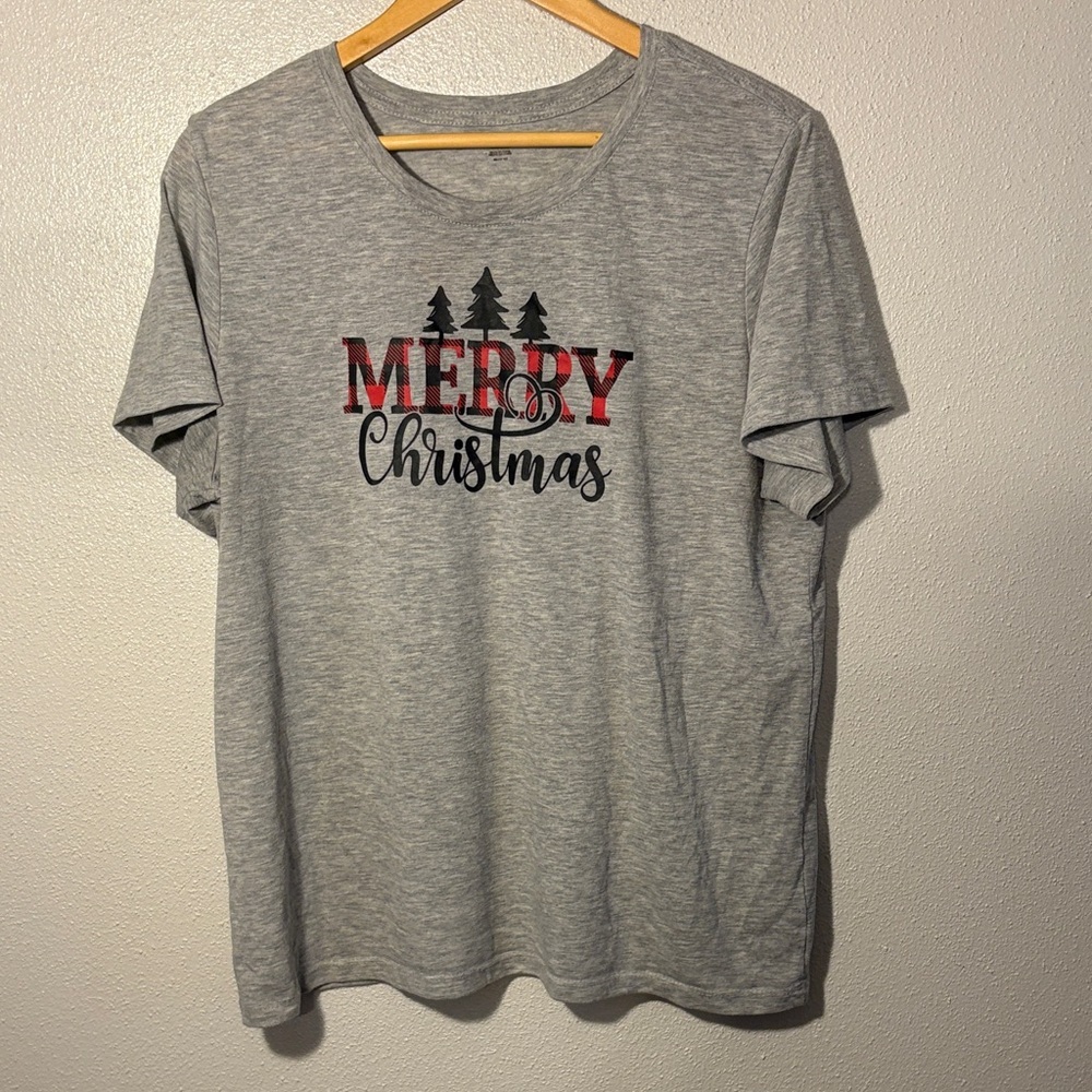 Holiday Time Gray and Red Merry Christmas T-Shirt